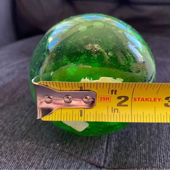 Handblown Artisan Glass Vase Blue and Green 7.25in - Picture 15 of 15